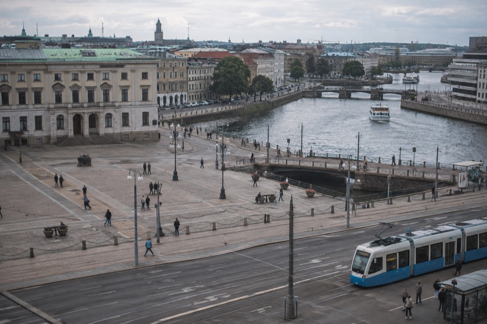 Gothenburg canal and rooftops under grey Scandinavian light